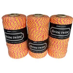 Divine Twine Set 3 Bakers String Orange Pink Made Usa Cotton 240 Yards 4 PLY New